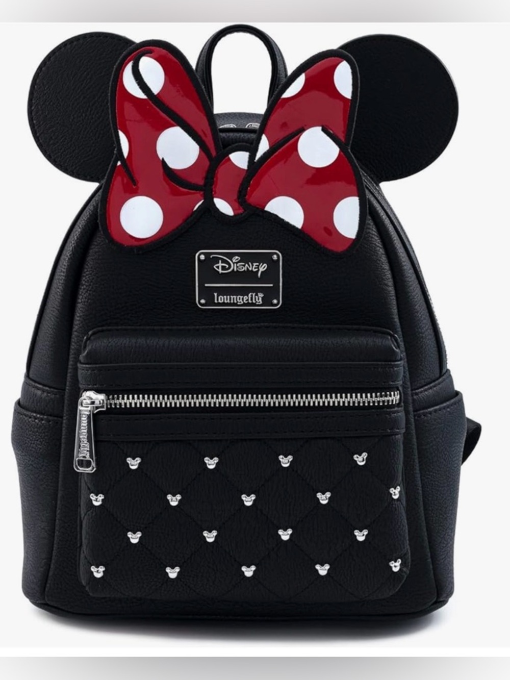 NWT Disney Loungefly Minnie Mouse Classic Bow Quilted Texture Ear Mini Backpack